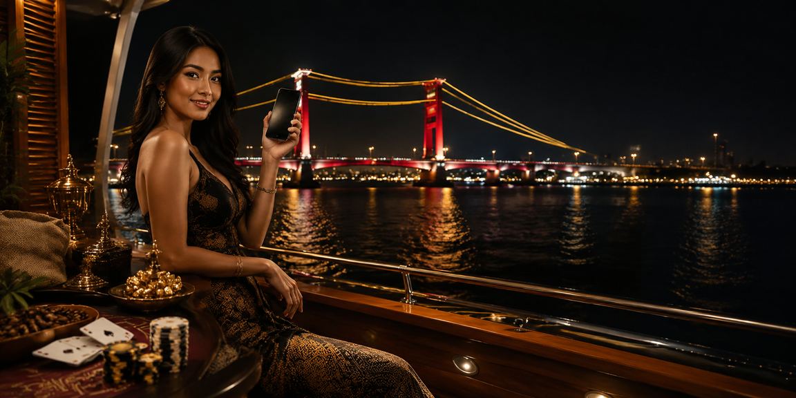 Pemain baccarat di meja kasino premium dengan minuman kopi di sampingnya