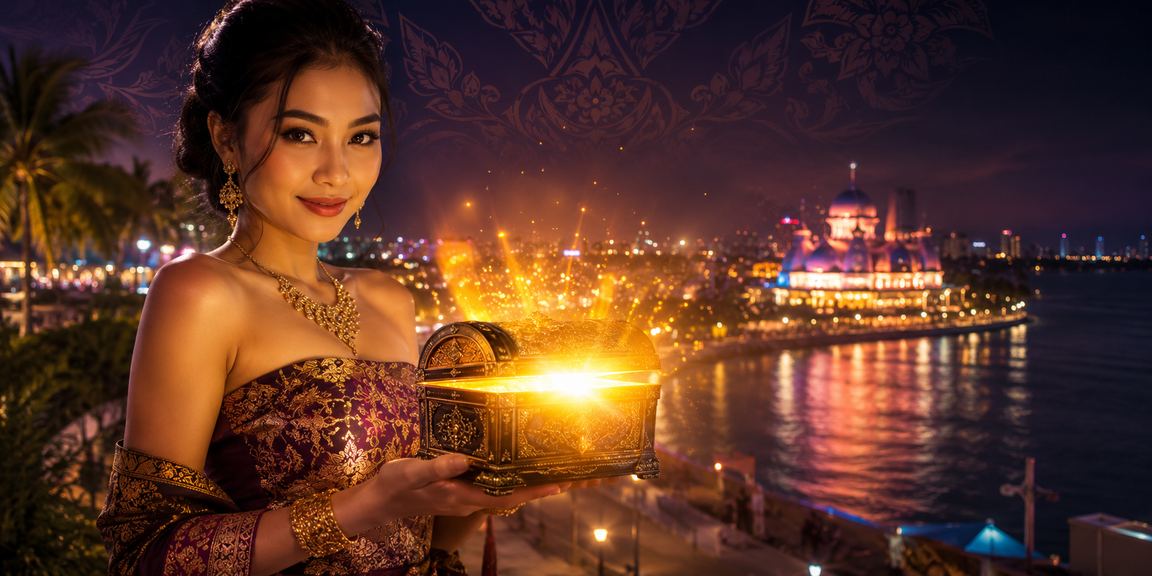 Model perempuan bergaya kasino modern di depan meja permainan yang elegan